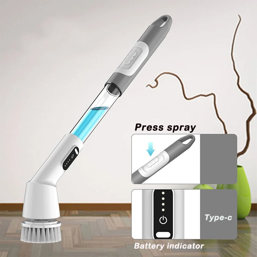 5 in 1 Powerful Electric Cleaning Brush Wireless Spin Scrubber Brush Deep Cleaning Heads For Bathroom Kitchen