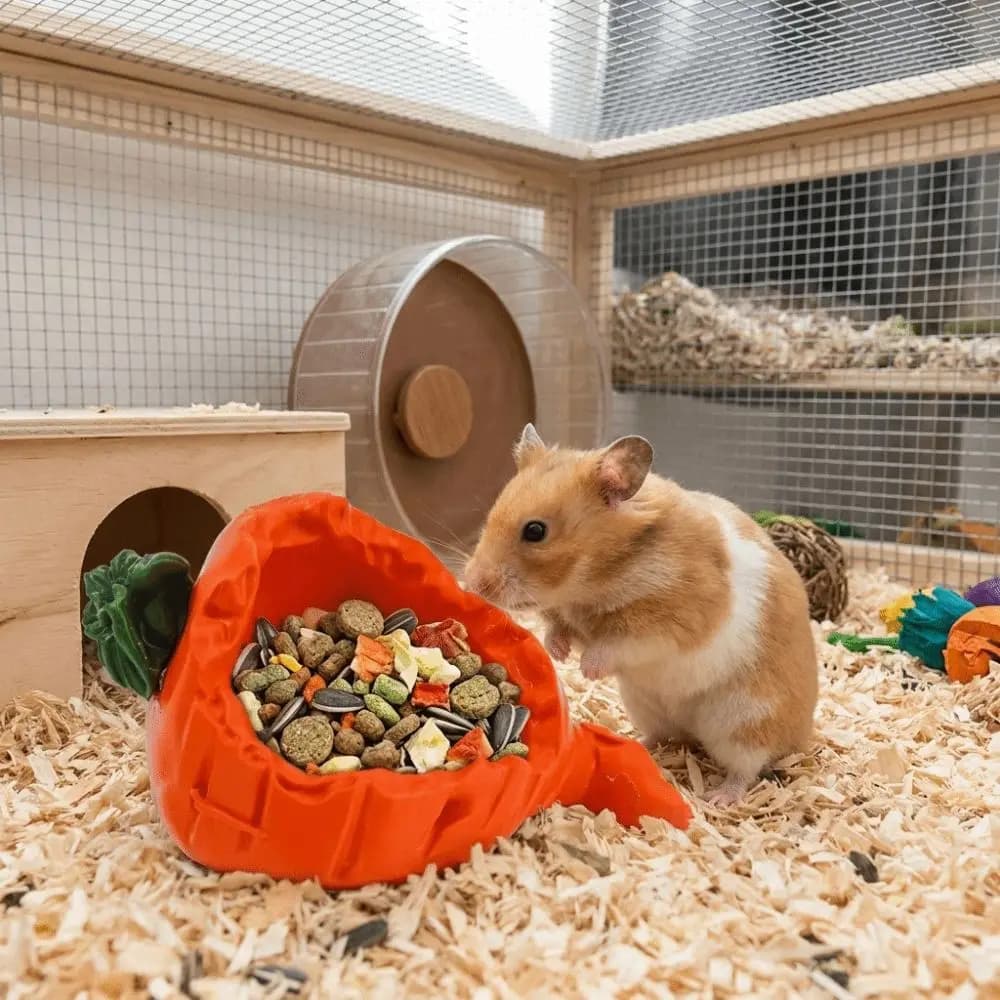 Cute 3D Printing Hamster Food Bowl Carrot Shaped Anti-Planing Pet Feeding Bowl Plastic Small Pet Bowl for Small Pets