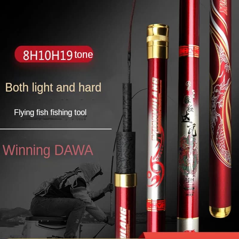 Canna da pesca ad alto tenore di carbonio Super dura e leggera 8H 10H 19 calibrazione Big Object Rod fibra di carbonio 2.7m-8.1m pesce gigante regolabile