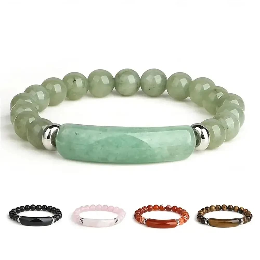 1pc Handmade Stone Bracelet Turquoise Malachite Gemstone Crystal Rough Bracelet Body Energy Yoga