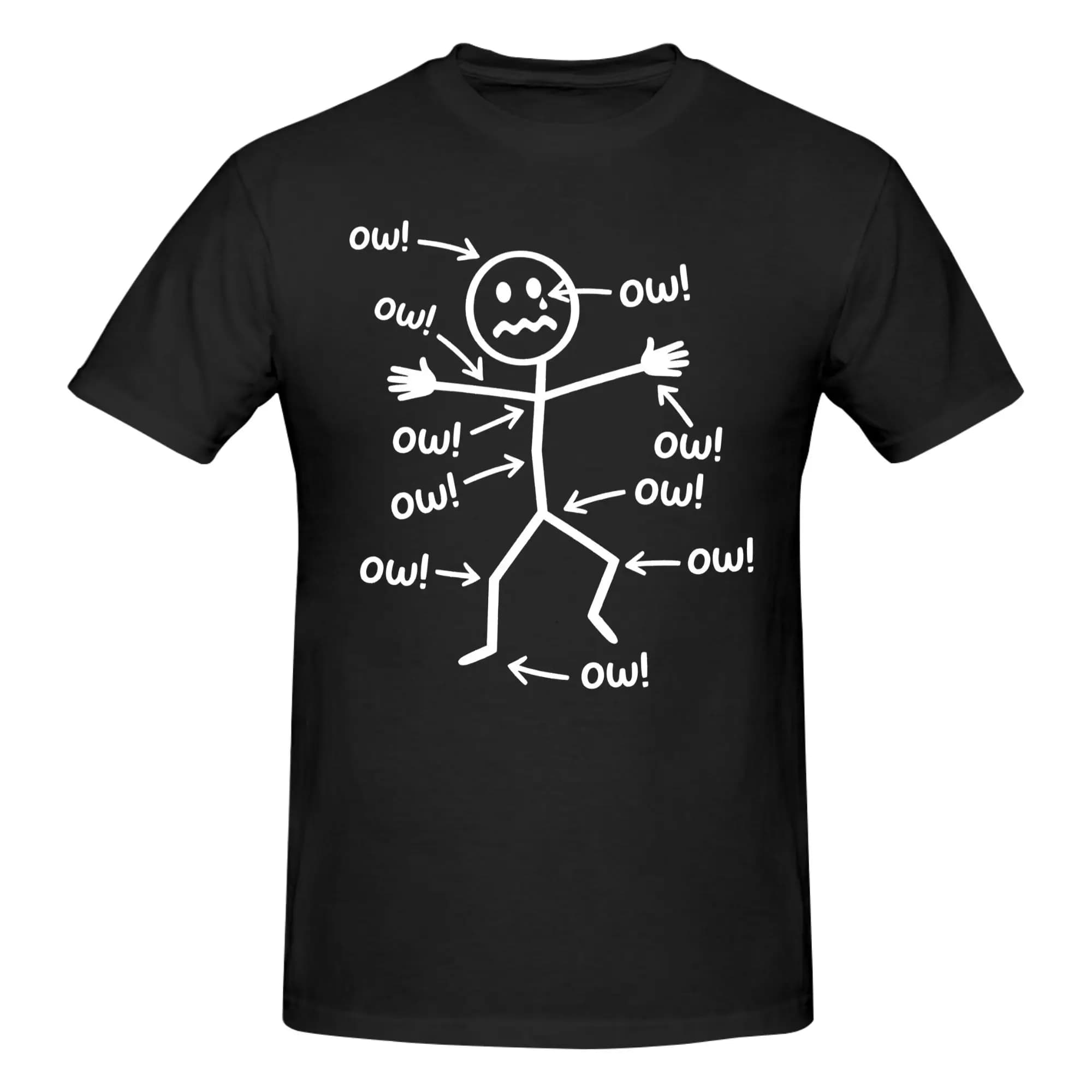 T-shirt divertente in cotone 100% con personaggio Ow, maglietta divertente per uomo, con stampa 'Chronic Pain', 1 pezzo