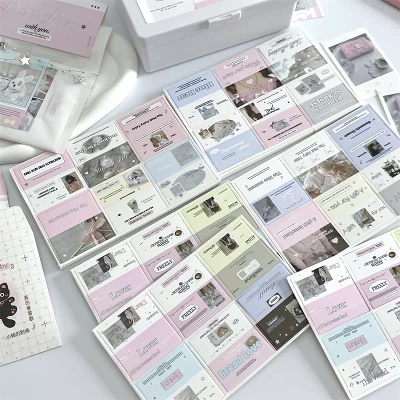 30 mini carte piegate con linee di piega - Porta etichette stile INS per confezioni regalo, 5 fogli di accessori di carta creativi