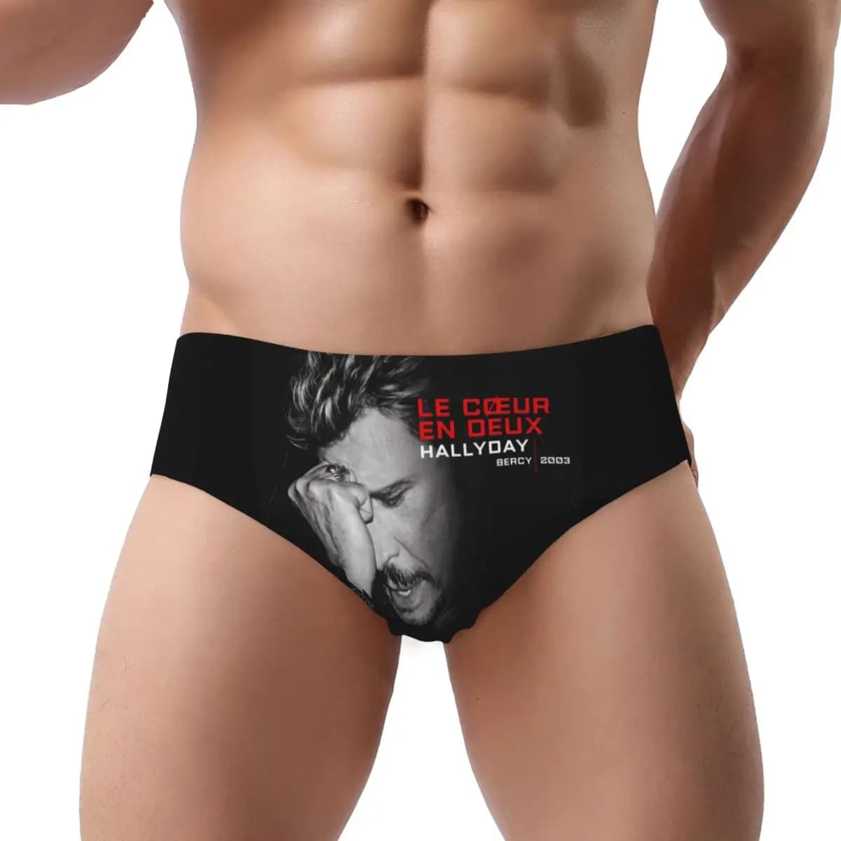 Mutandine da uomo personalizzate Johnny Hallyday da uomo, morbide mutande da uomo per cantanti rock francesi