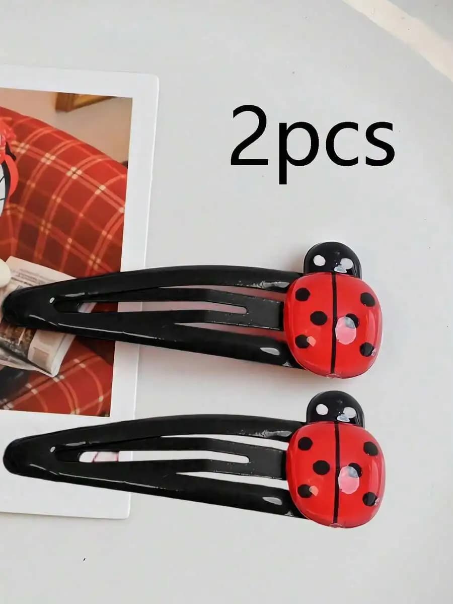 2 fermagli per capelli a forma di coccinella, fermagli rossi a forma di animale per donna, accessorio di moda