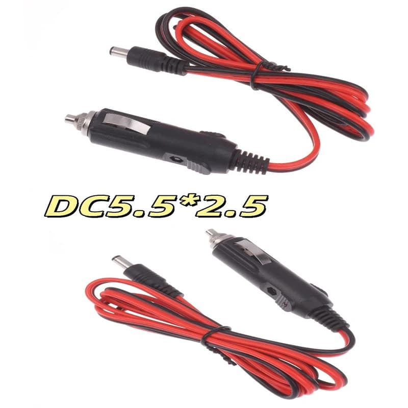 1Pcs Car Charger Power Cable 1.2 Meters DC5525 Universal 12V 5A Male Cigarette Lighter Plug Cable Connection Line With LED Light