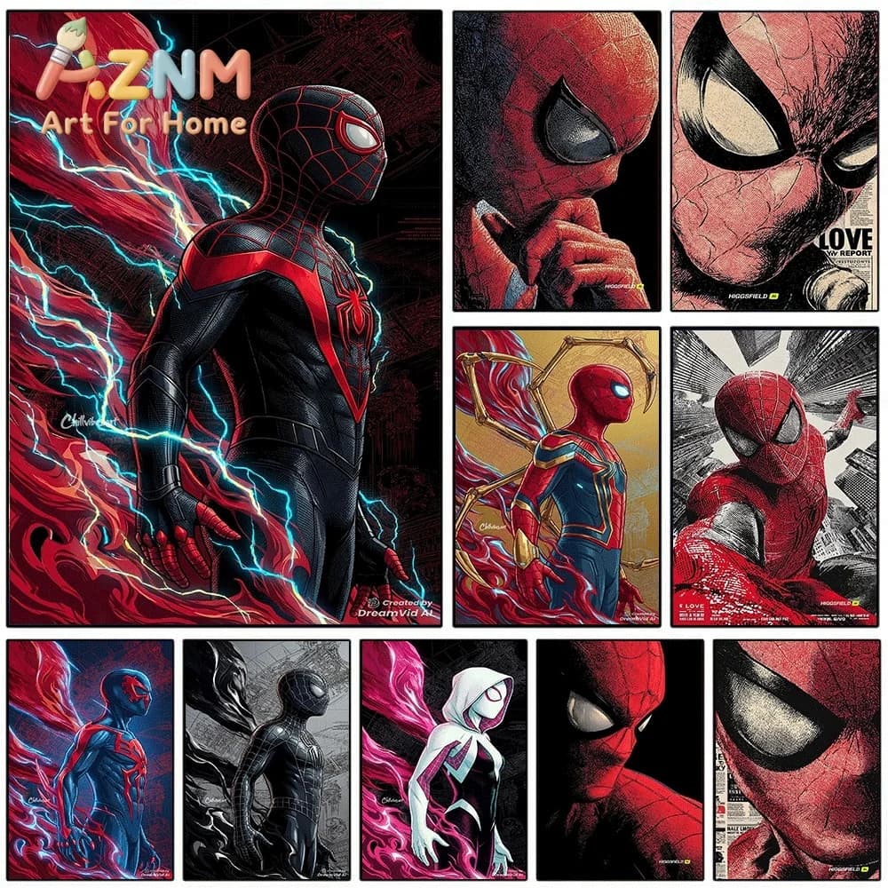 Spider Man Across The Spider Verse Superhero Comic Canvas Wall Art No Frame Poster Print Home Bedroom Living Room Decor Artwor
