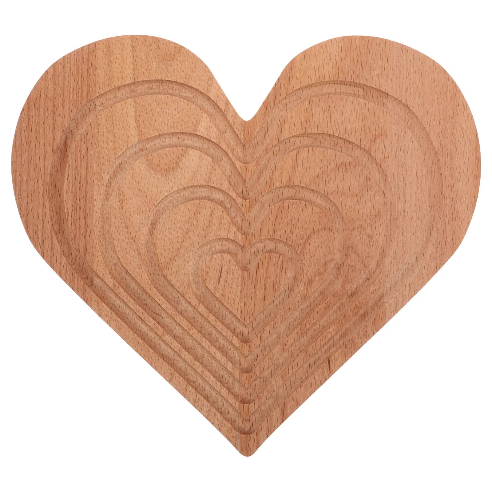 Vassoio in Legno a Forma di Cuore per Servire Snack, Frutta Secca, Torte, Decorazione Casa, Piatto Rustico per Servire Cibo, Ideale per Feste