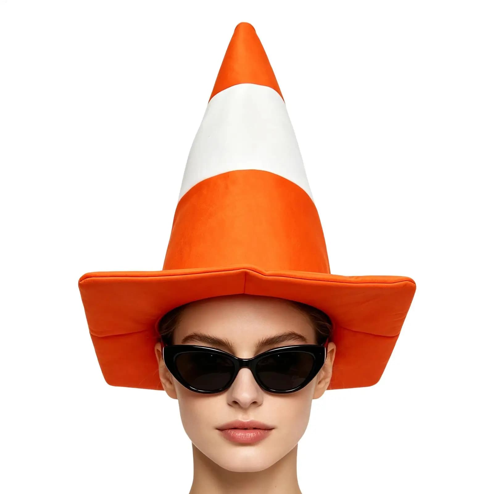 Soft Felt Novelty Cone Hat Halloween Traffic Construction Cone Costume Cap For Men Women Halloween Party Outdoor Gathering