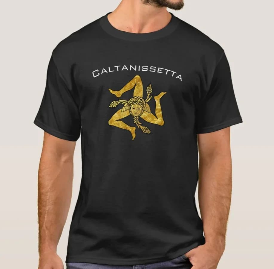 Maglietta Trinacria siciliana. T-shirt da uomo con scollo a maniche corte in cotone estivo Nuova S-3XL