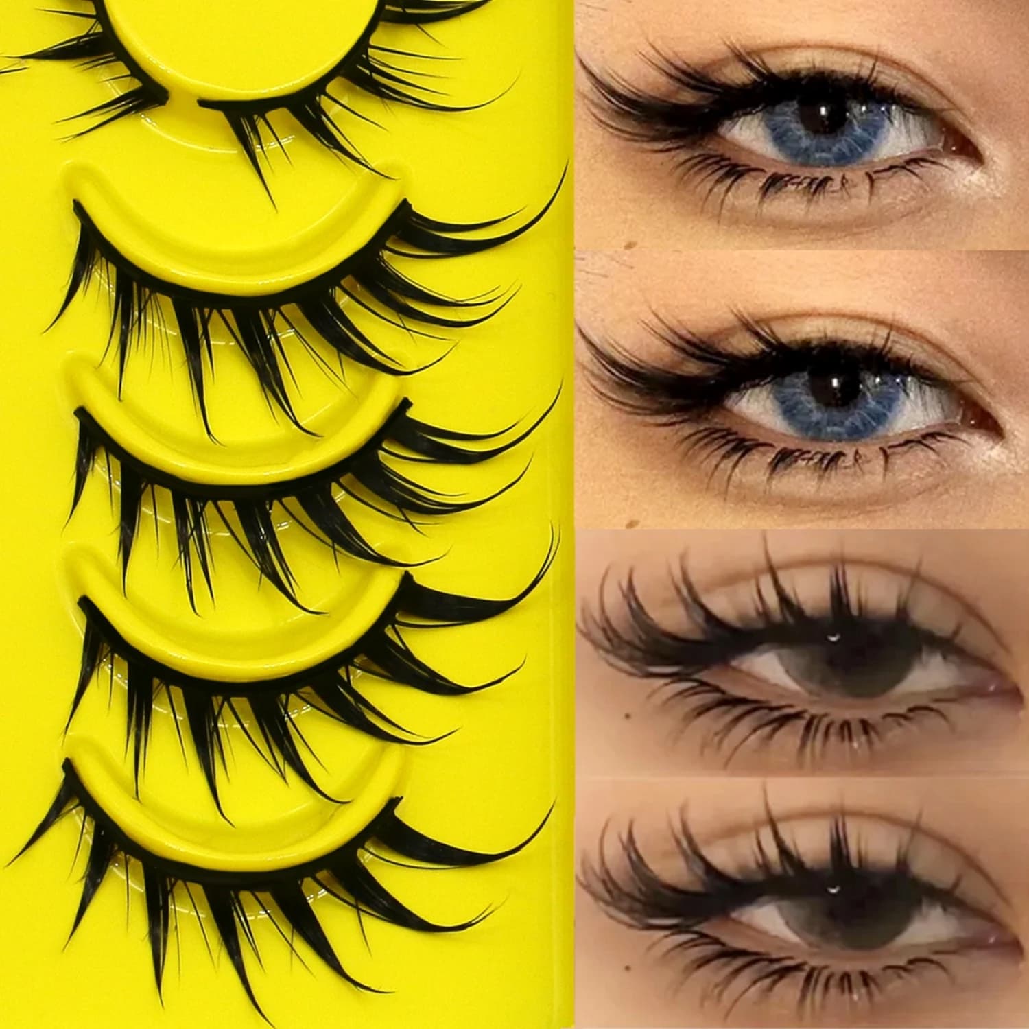 Lasvirey Eye eyelashes 3D styles Faux facials Cross soft natural winged ends Eyes Elongated eyelashes Make-up