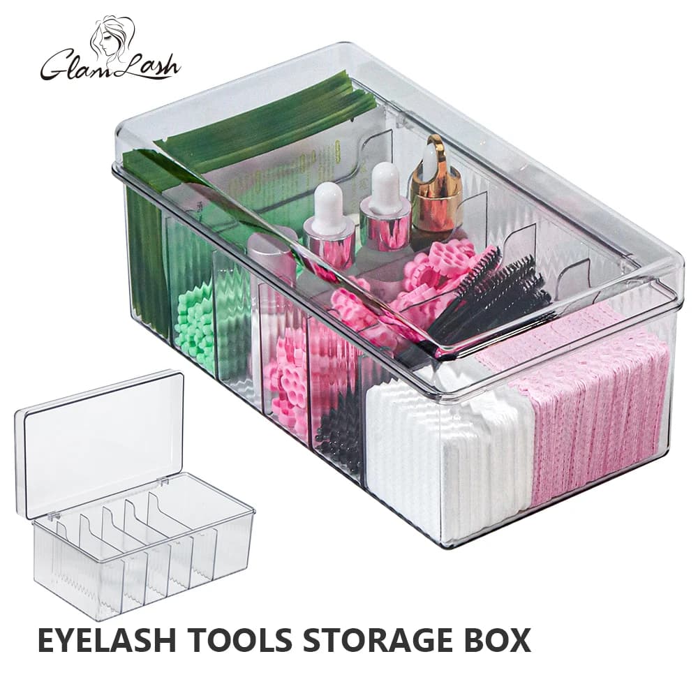 GLAMLASH Organizer of transparent acrylic boxes to store eyelashes with support for eyelash extension