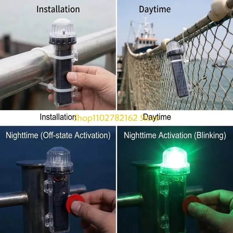 547B Buoy Marker Light with Side Mounts, Solar Marine Warning Light for Fishing Net and Small Boat Night Use