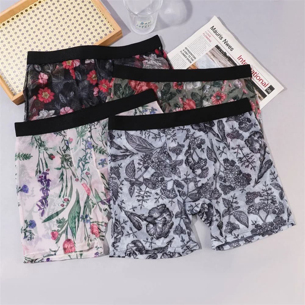 Intimo da uomo con stampa, slip con tasca, intimo trasparente verde militare, pantaloncini sexy trasparenti da uomo, stile a vita media