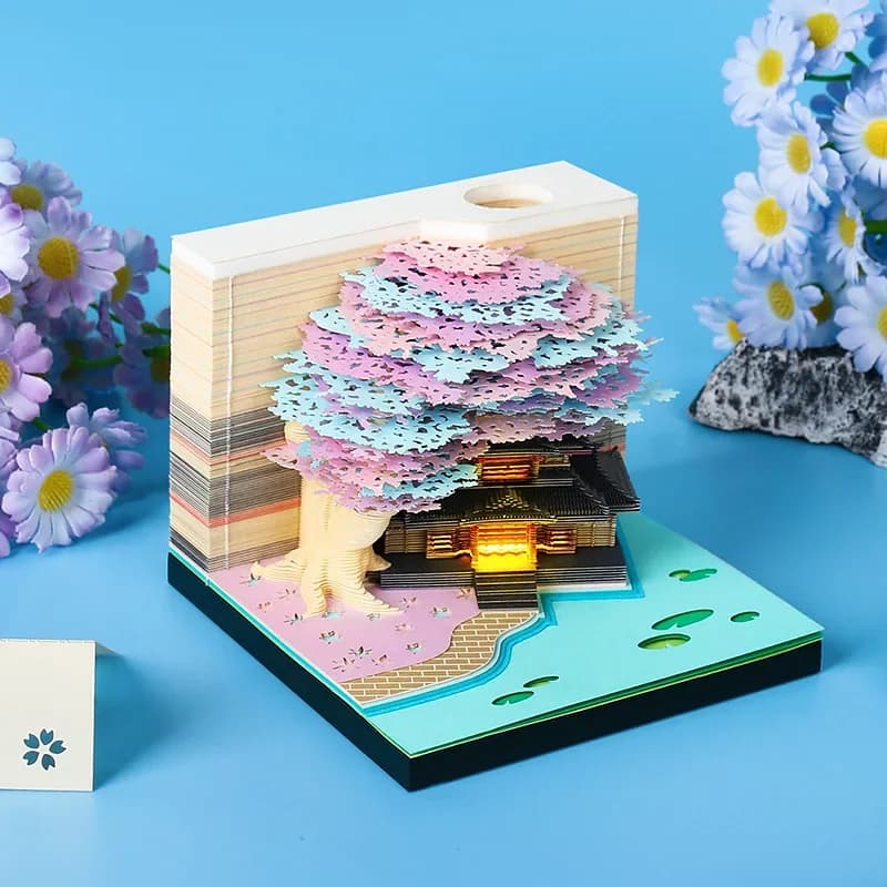 Calendario 3D da Scrivania a Forma di Casa sull'Albero, Note Adesive, Souvenir Creativi, Intaglio su Carta, Blocco Note, Regali di Capodanno, Ornamento per Ufficio