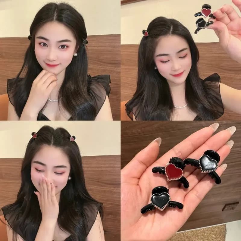 Mini Heart-Shaped Hair Clip New Style Princess Hair Clip Side-Fixing Shark Clip for Bangs and Flyaways