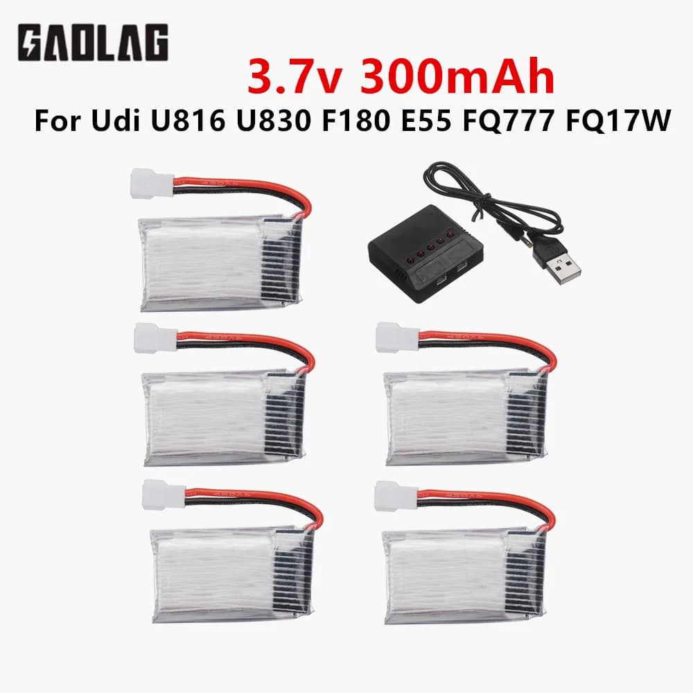 702030 3.7v Lipo Batteria Per Udi U816 U830 F180 E55 FQ777 FQ17W Hubsan H107 3.7v 300mah Per Syma X11C FY530 RC Drone Batteria