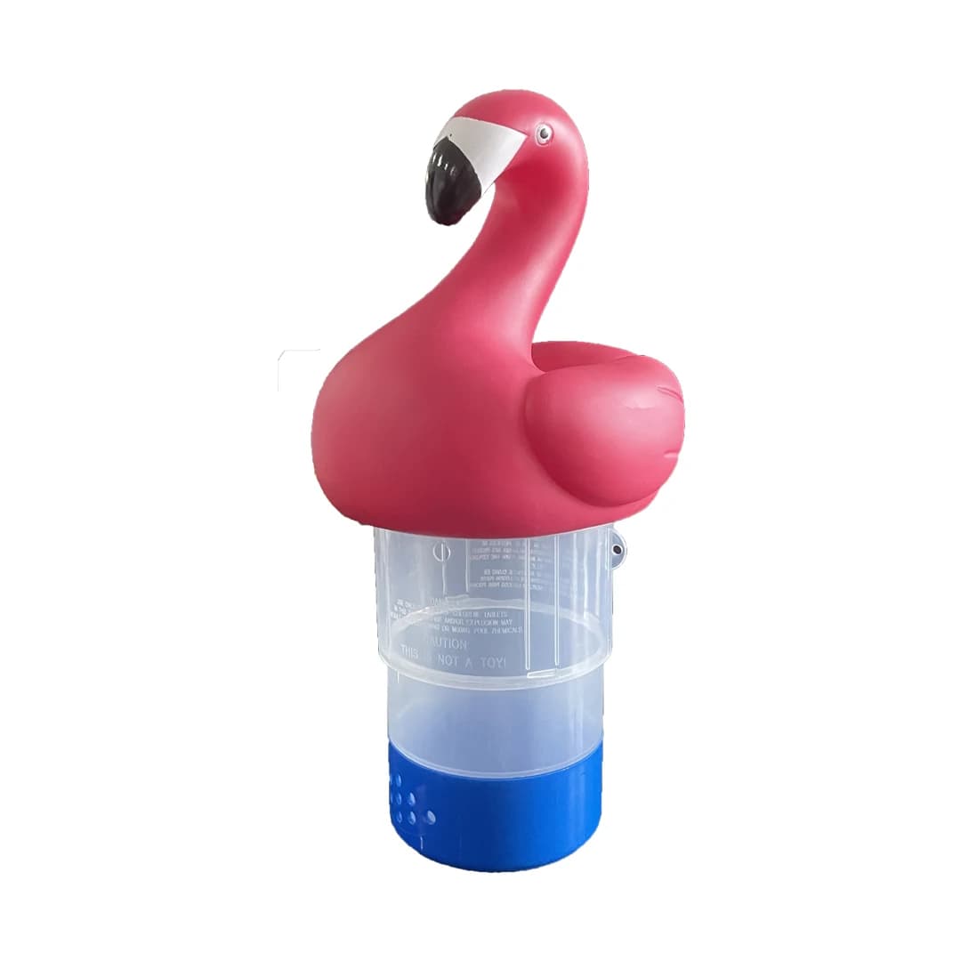 Dispenser di Cloro a Forma di Fenicottero per Piscina, Porta Pastiglie di Cloro Galleggiante per Piscina, Spa e Vasca Idromassaggio