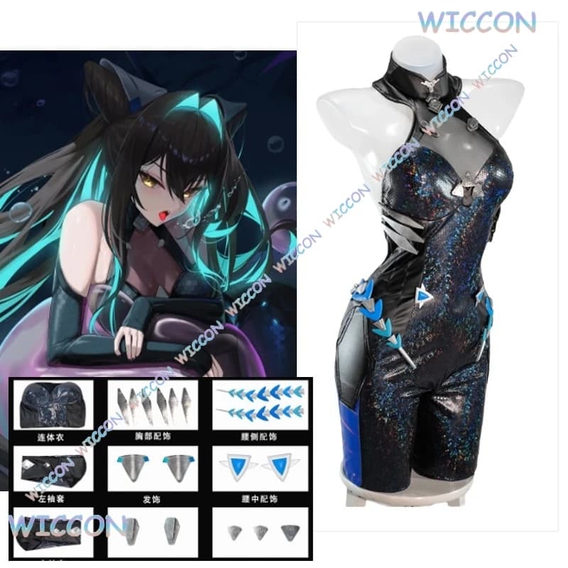 [MAGCOS] ‌ ‌ ‌ NIKKE La Dea della Vittoria Sirena Costume Cosplay Donna Sirena Costume da combattimento Parrucca Halloween Donna Party Dress Out