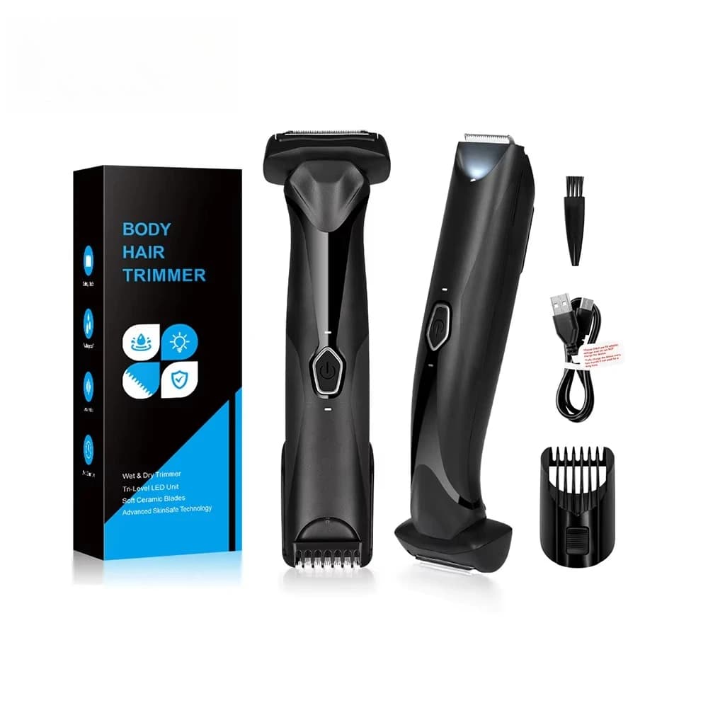 2025 Vendita calda Lame a doppia testa Trimmer 2 in 1 Rasoio per barba in ceramica Tagliacapelli pubico con sfera per tagliacapelli Manscape
