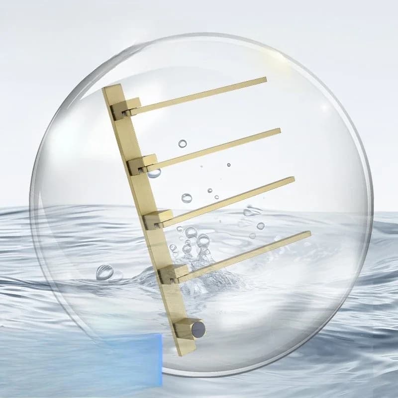 Scaldasalviette elettrico quadrato da parete in oro spazzolato con riscaldamento in fibra di carbonio, asciugatura, sterilizzazione, barra portasalviette girevole e display digitale