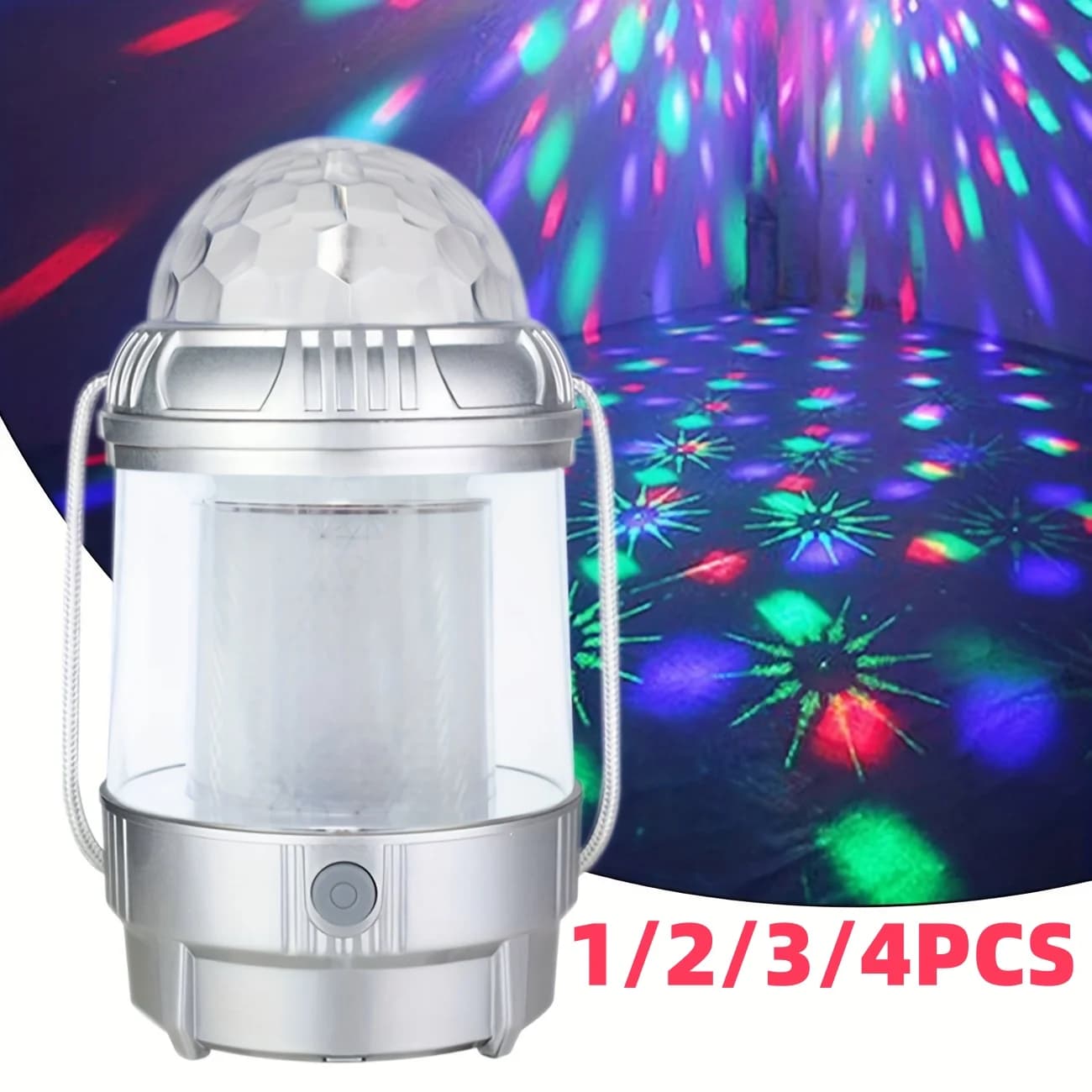 1-4-piece rechargeable LED camping lantern, 1500 mAh PowerBank, stage light with 3 light modes, for decorations of All Saints, Christmas, interior.