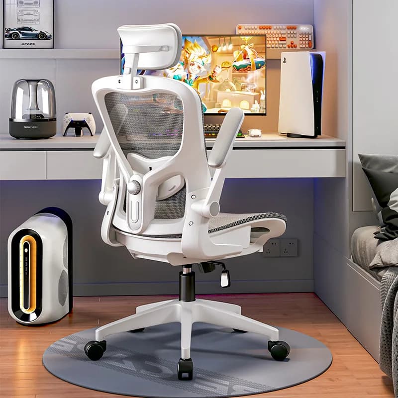 Sedia da Ufficio Ergonomica con Altezza Regolabile, Supporto Lombare, Schienale Alto in Rete, Girevole, con Rotelle, per Computer e Gaming, Disponibile in Nero, Bianco e Grigio