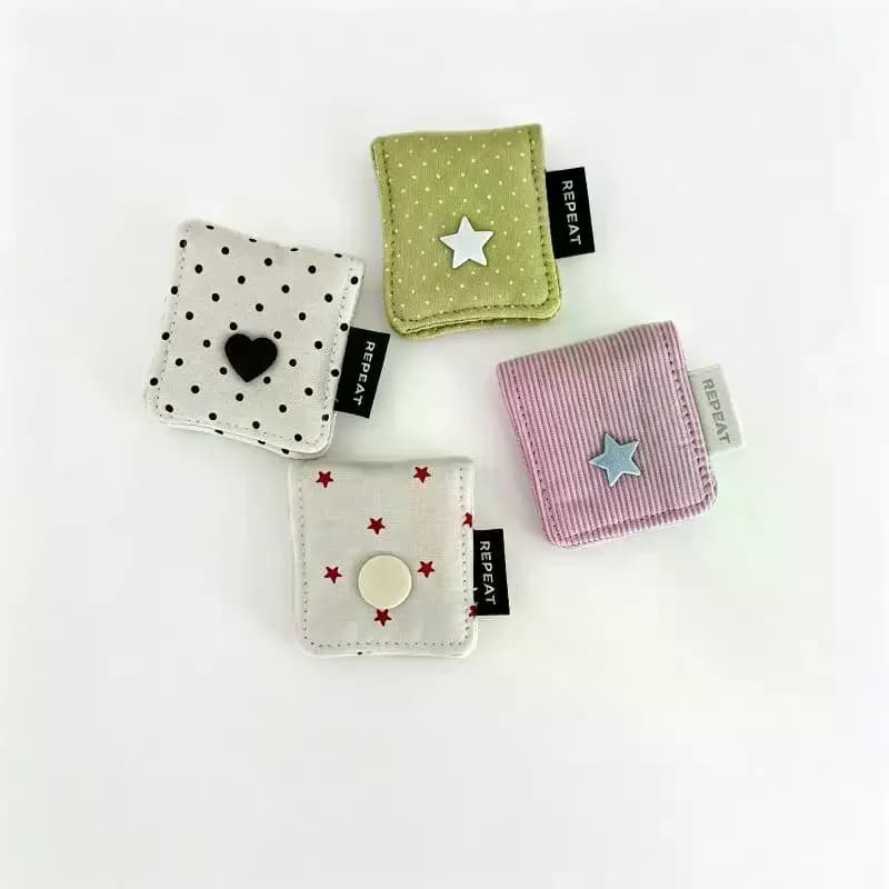Earphone Decoration Accessories Handmade Fabric Cute Wave Dot Earphone Storage Bag Data Cable Organizer