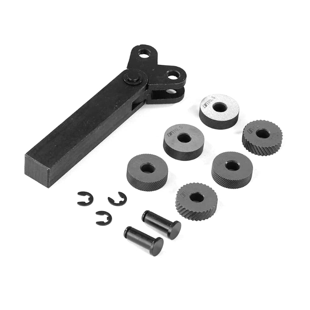 Set di 7 Utensili per Zigrinatura a Doppia Ruota in Acciaio con Ruote da 0,5mm, 1mm, 2mm per Zigrinatura a Passo Lineare, Kit per Tornio