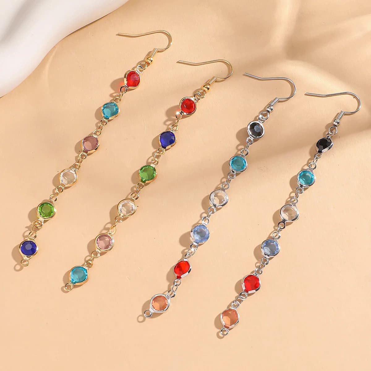 Orecchini pendenti con perline a cerchio geometrico, stile europeo colorato e di tendenza per donna