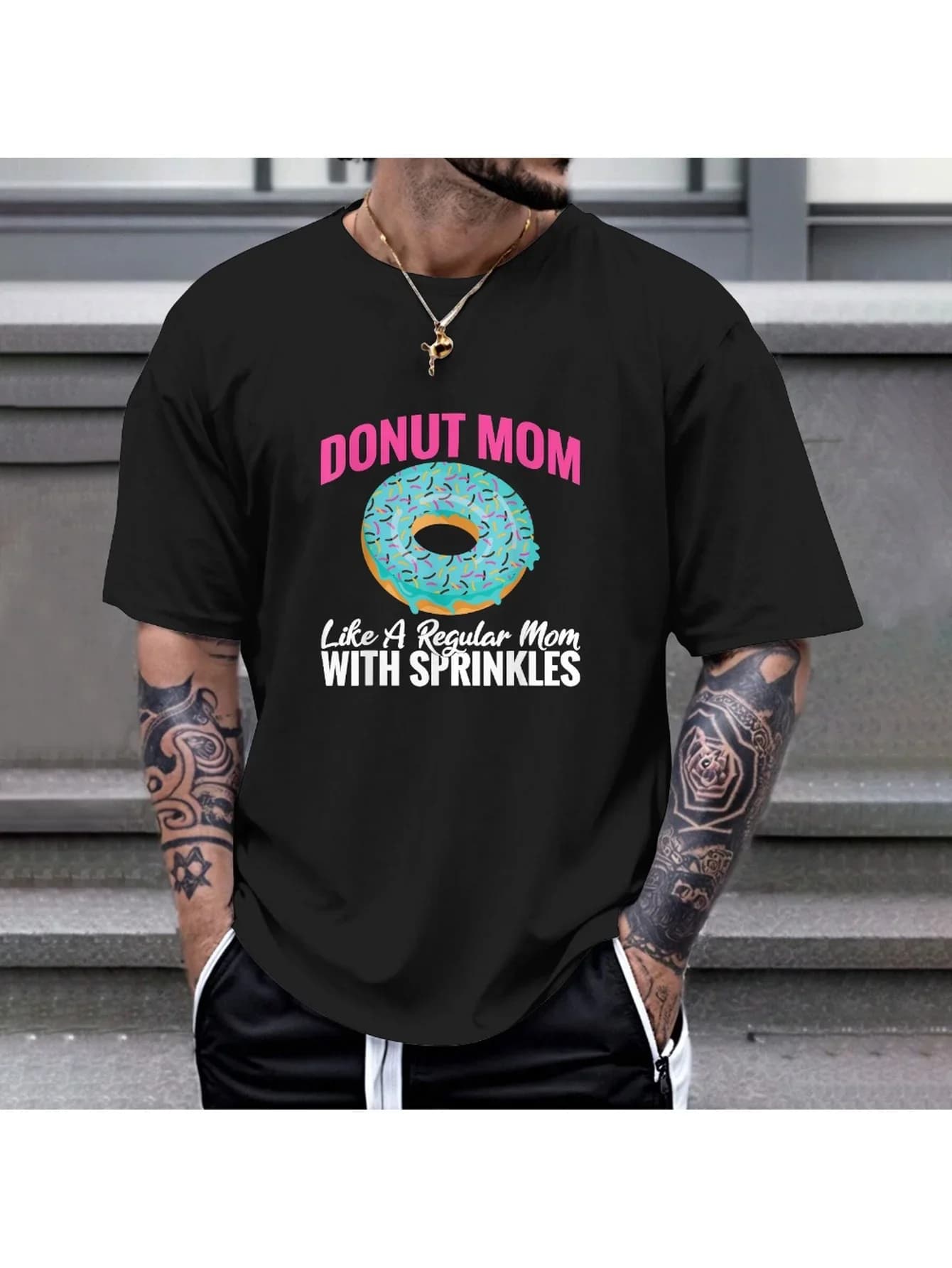 T-shirt Donut Worry Be Cappy - 100% cotone, S-XXXL, nera, regalo felice capibara