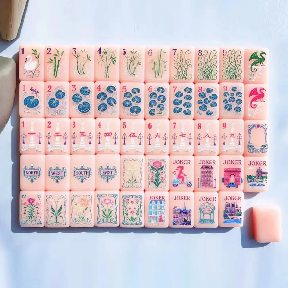Pink Mini American Mahjong Set Single-Layer Acrylic Portable 160pcs Mahjong Tiles Perfect for Home & Travel Leisure Board Game