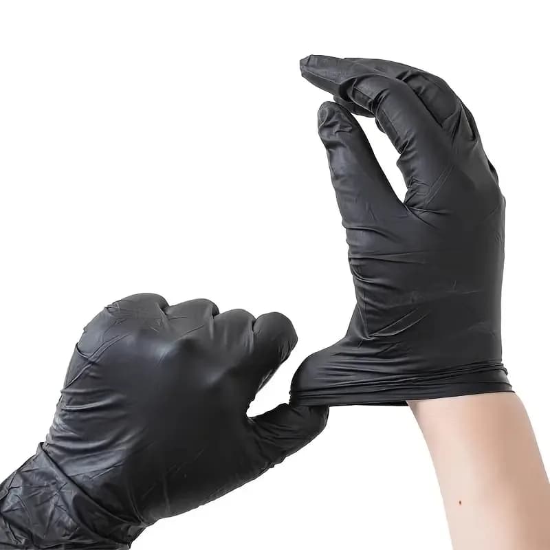 Guanti in nitrile senza lattice multi-misura da 20 pezzi - Guanti monouso elastici antiscivolo neri