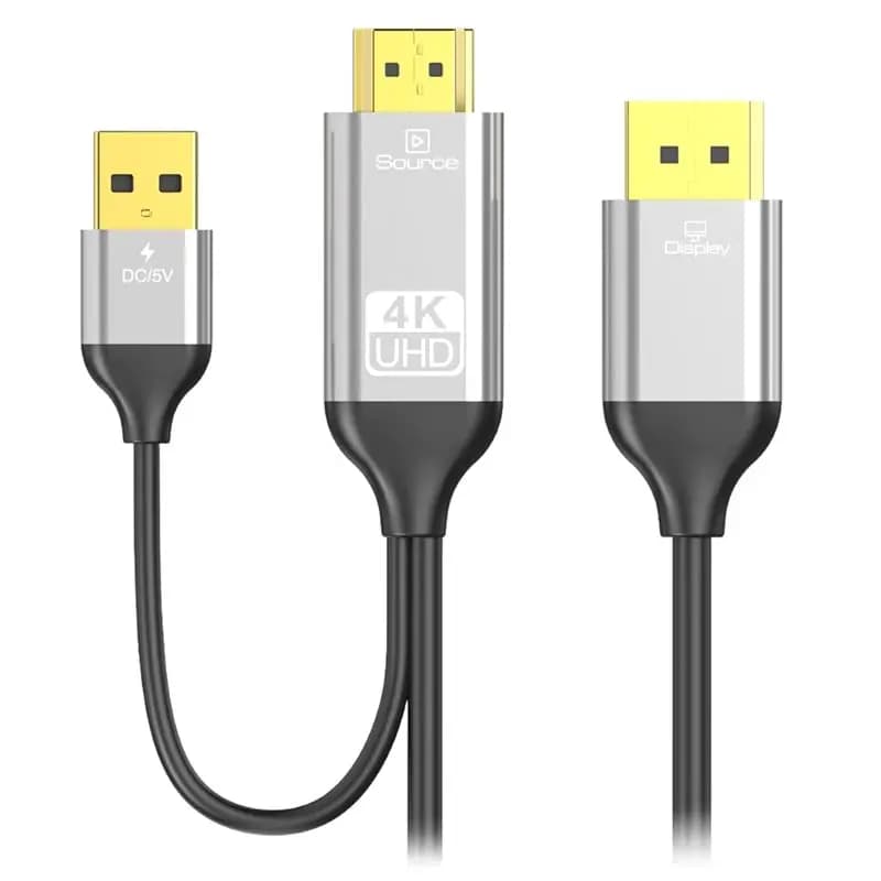 B03B--Compatibleto DP Converter Cable With 5V Power Supply With Laptop/PC/Gaming Console/Monitor