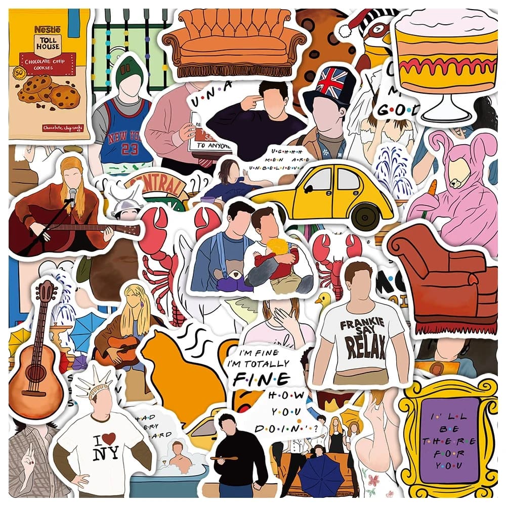 10/30/50 Pezzi Adesivi Divertenti della Serie TV Friends, Graffiti Cool, Decorazioni per Quaderni, Cover per Telefoni, Biciclette, Impermeabili