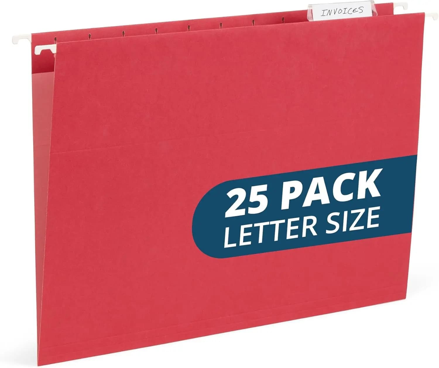 25 Cartelle Sospese Rosse Formato Letter – Carta da 11pt, Linguette in Plastica e Inserti Inclusi, Adatte per Archivio Standard