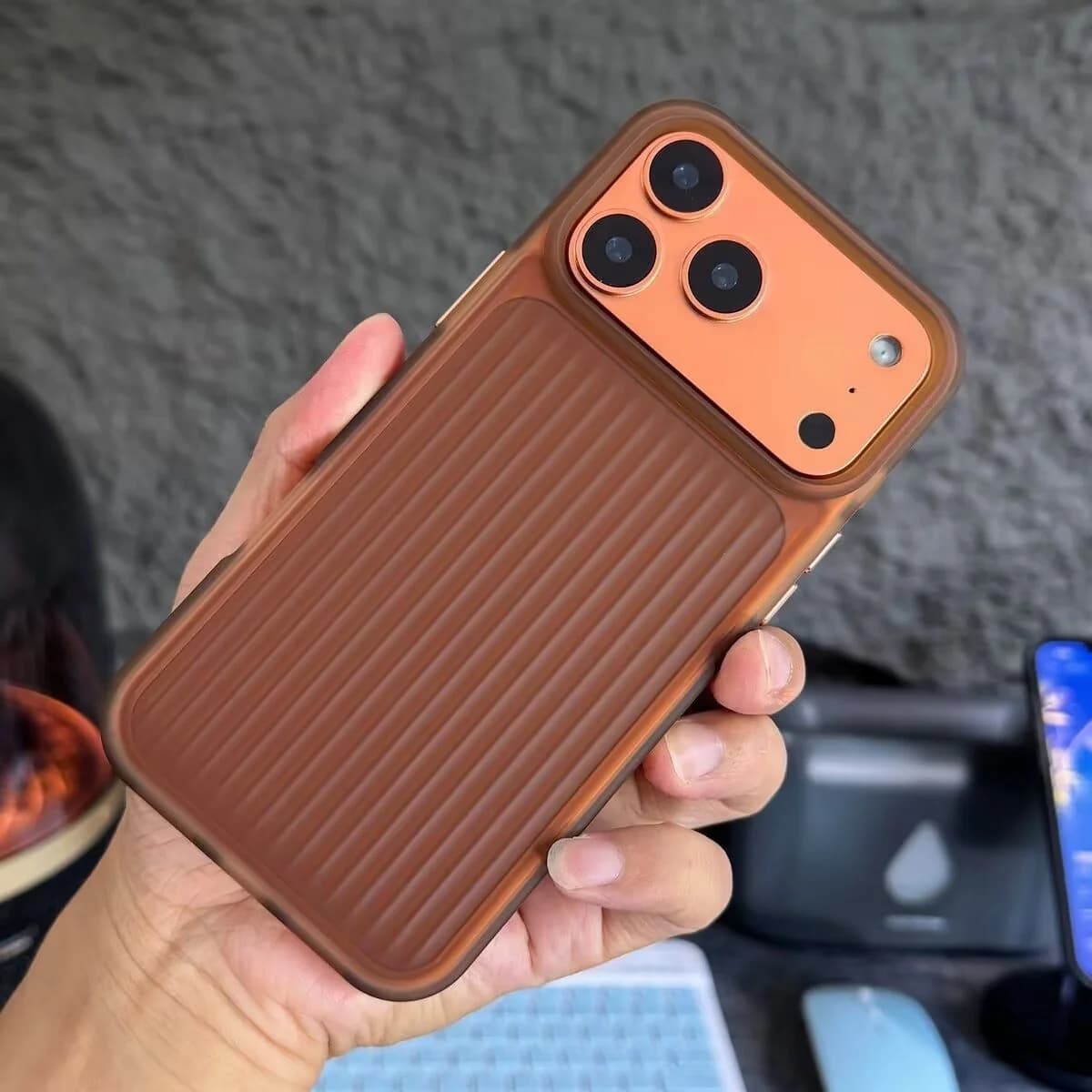 Stripe Corrugated Luggage Pattern Translucent Phone Case For iPhone 17 Air 16 15 14 13 12 Pro Max Frosted Shockproof Armor Cover
