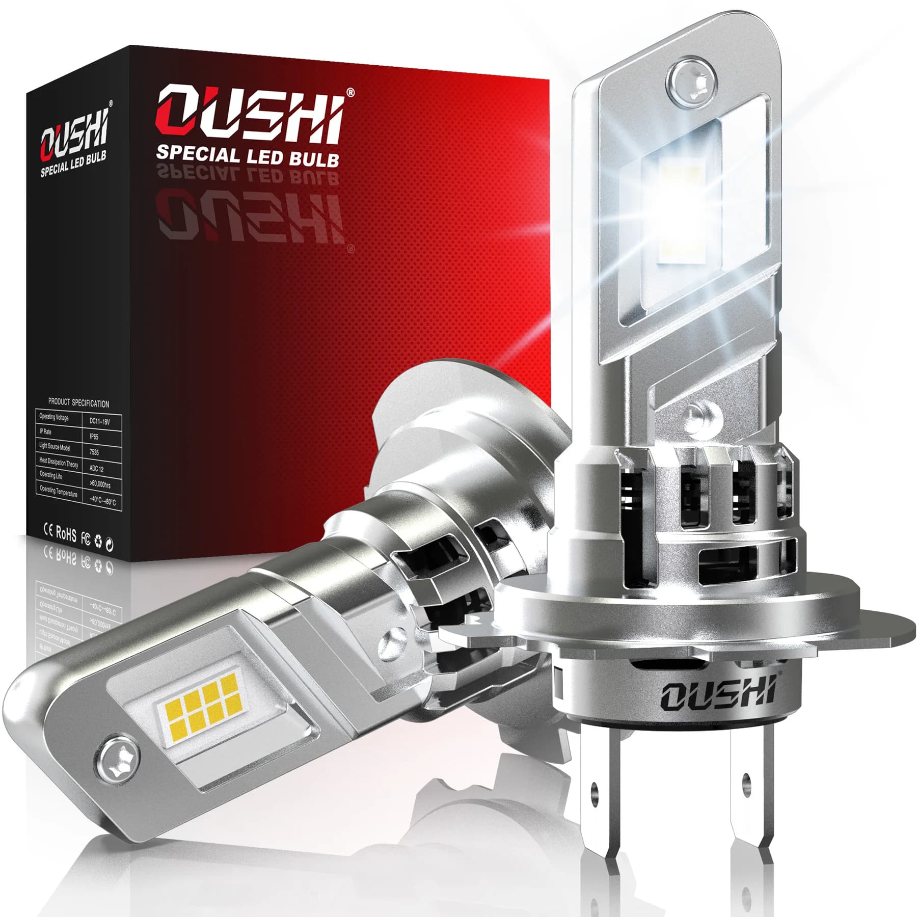 OUSHI 2x Ad Alta Potenza H7 Ha Condotto Il Faro Canbus H18 Lampadina Per Auto 6000K Luce Bianca Moto Diodo Lampada 12v 55w Per Peugeot 2008 2015 ~ 2024