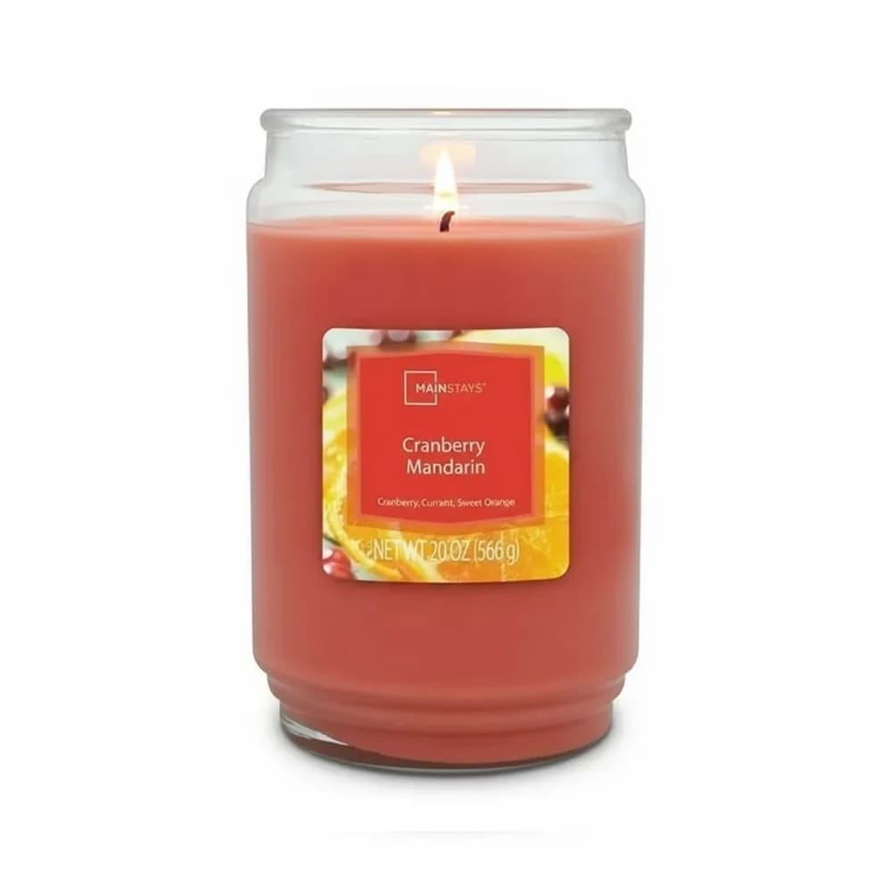 Cranberry Mandarin Scented Candle Glass Jar Single Wick 20 Ounces Home Fragrance Aromatherapy
