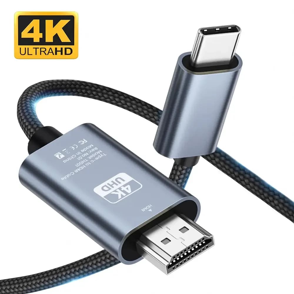 6.6ft 4K@60hz USB C Type-C to HDMI-Compatible Cable Ultra High Speed Adapter Cable for MacBook Pixel iPad Dell