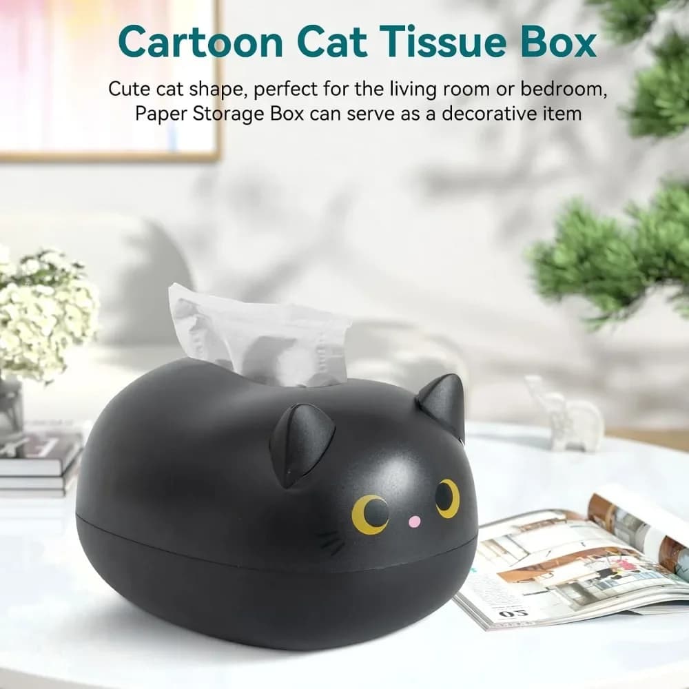 1pc Cat Tissue Dispenser, Cartoon Toilet Paper Holder Cat Paper Dispenser Box Tissue Box with 2 Toothpick Holder