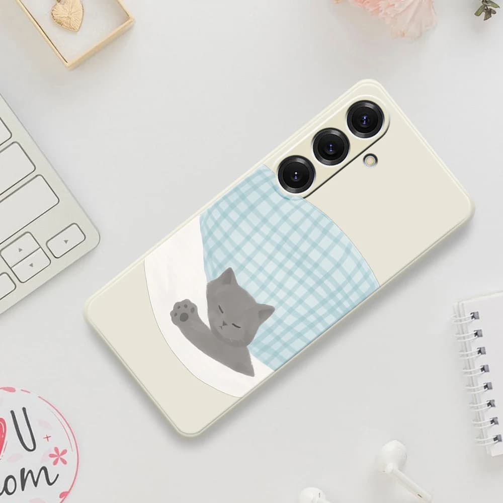 Cat Bed Wind Phone Case for Samsung Galaxy S25 S24 S23 S22 S20 Ultra Plus S20FE S21FE S23FE S24 FE S10 Plus Soft Cover