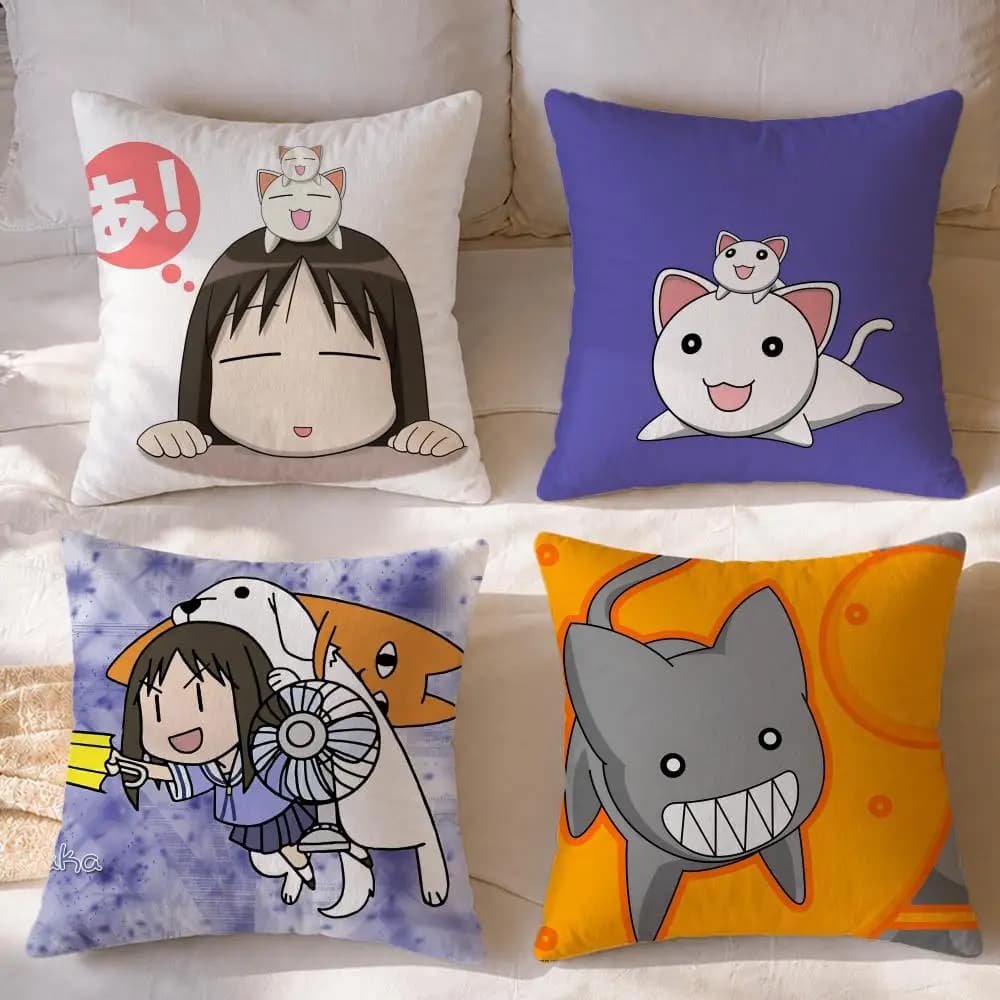 Anime Azumanga Daioh Cushion Cover Short Plush Cushion Cover Double Sided Print Washable Sofa Pillowcase Home Decor Gift