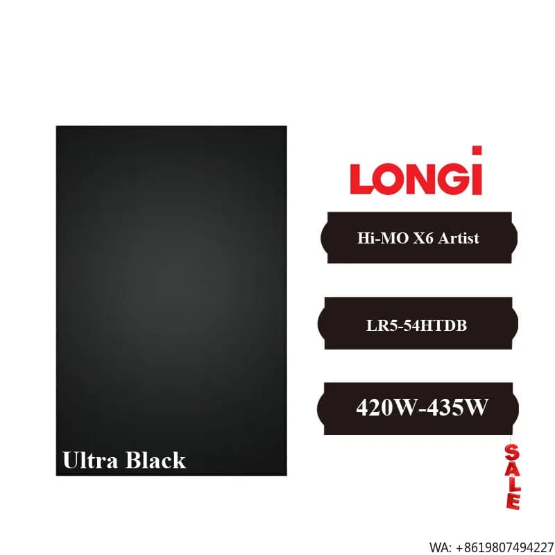 Longi Hi-MO X6 Artist LR5-54HTDB 420-435M Ultra Black High Quality Solar Panel 420w 425w 430w 435w