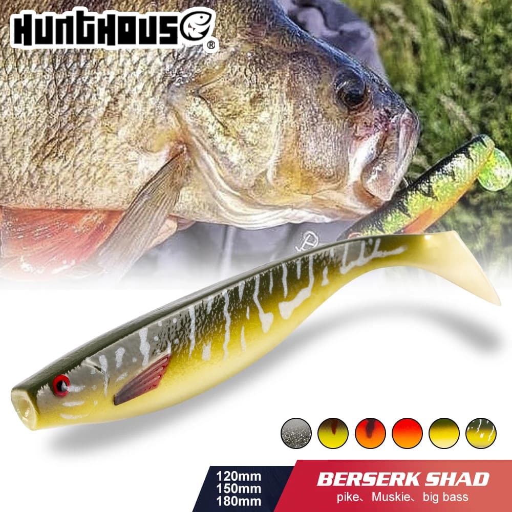 HUNTHOUSE Big Fihing Soft Lure 12cm 15cm 18cm Pro Shad Lure Berserk Swimbait Sea Bass Fishing For Pike Zander Saltwater