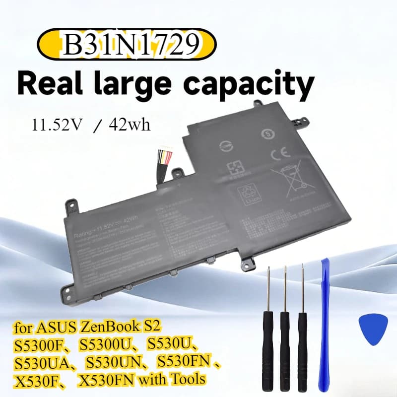 B31N1729 Batteria per laptop per ASUS ZenBook S2 S5300F、S5300U、S530U、S530UA、S530UN、S530FN 、X530F、X530FN con strumenti