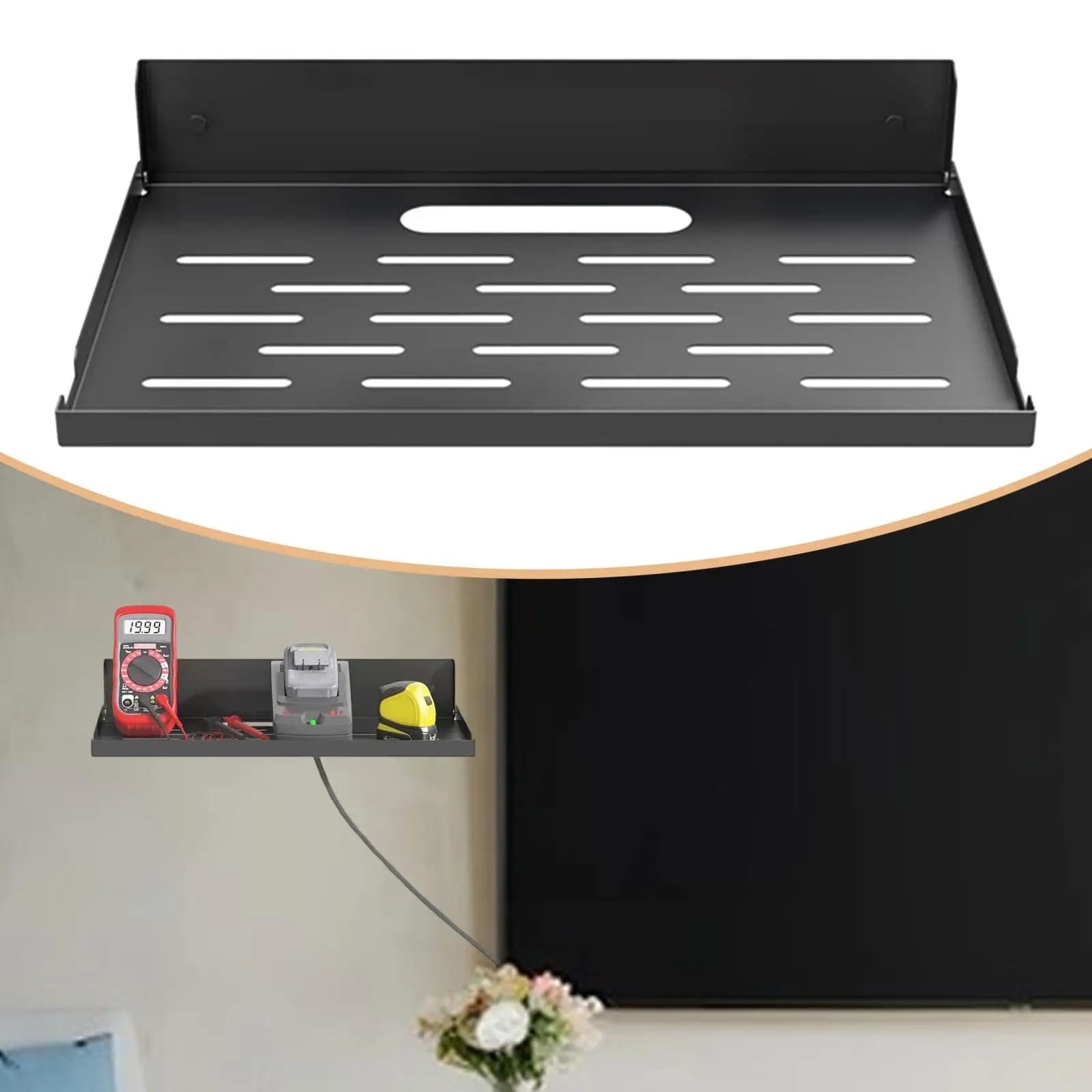 Metal Floating Shelf for Router, Modern and Practical Multifunctional Organizer for Cables, Ideal for Gaming Furniture