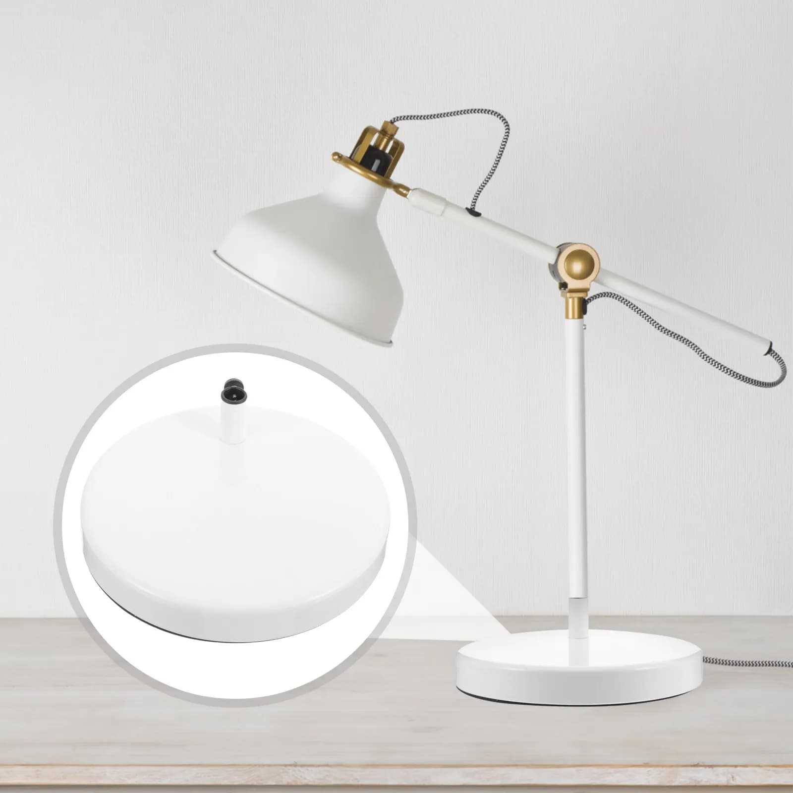 Base per Lampada da Scrivania in Ferro Rotonda, Design Semplice, Facile da Installare, Accessorio per Lampada da Tavolo con Braccio Orientabile Fai-da-Te