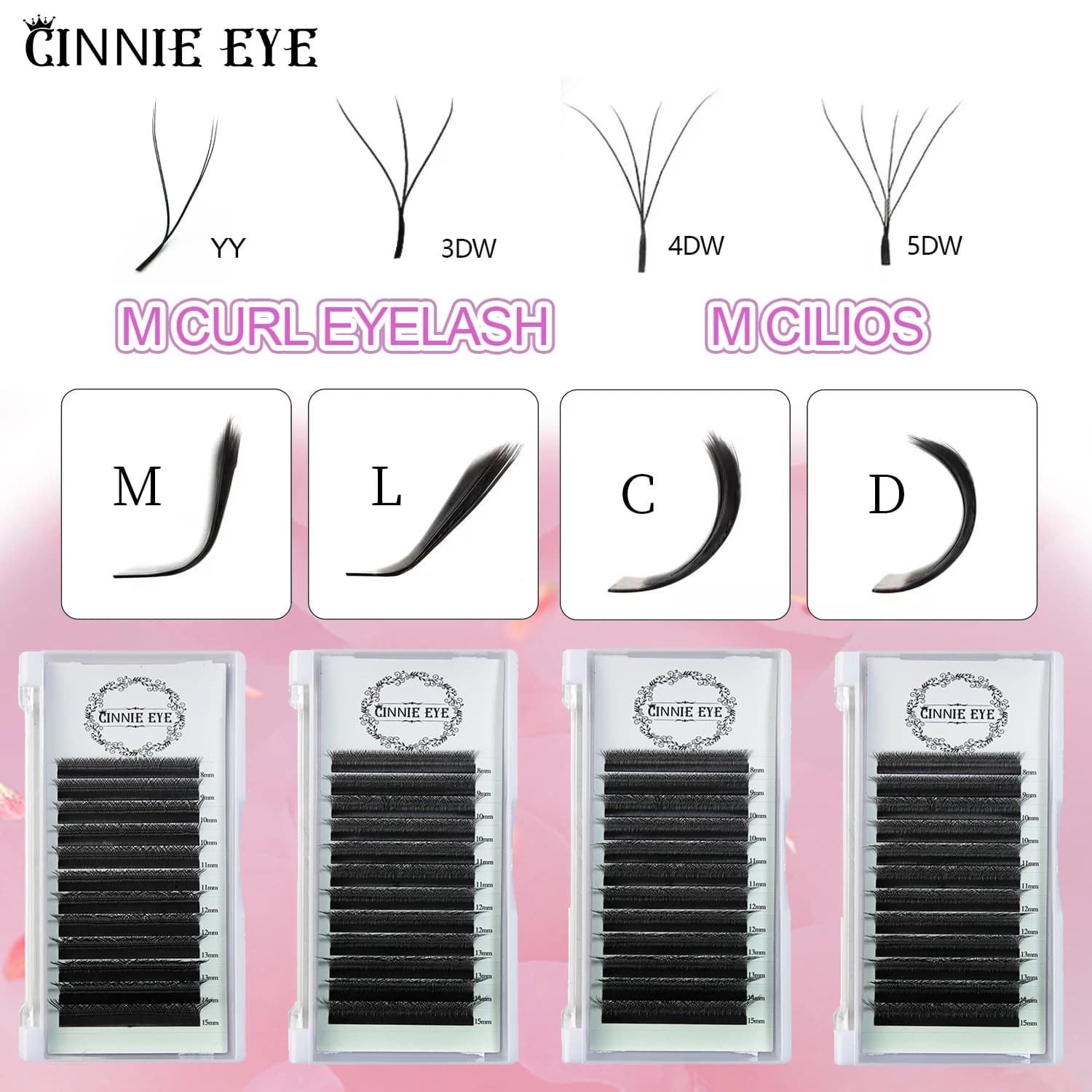 New Eyelash Extensions 5DW M 4DW 2D YY Pre-packed volume fan 7mm 3DW LU/L Individual eyelash band Cilios 5W Natural hair