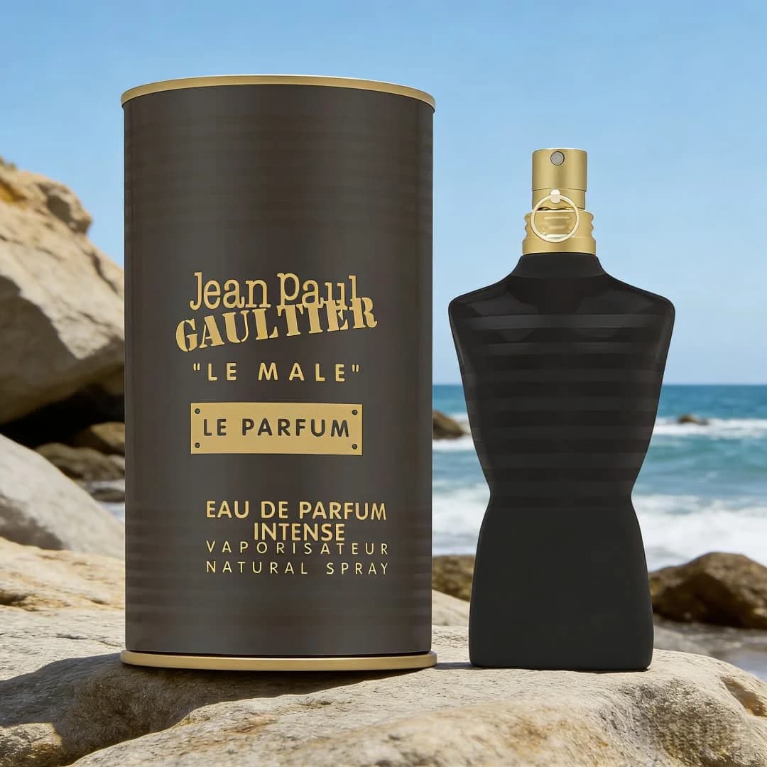 Jean Paul Gaultier Le Male Le Parfum | Design di lusso nero-oro, note di oud e vaniglia, massima durata