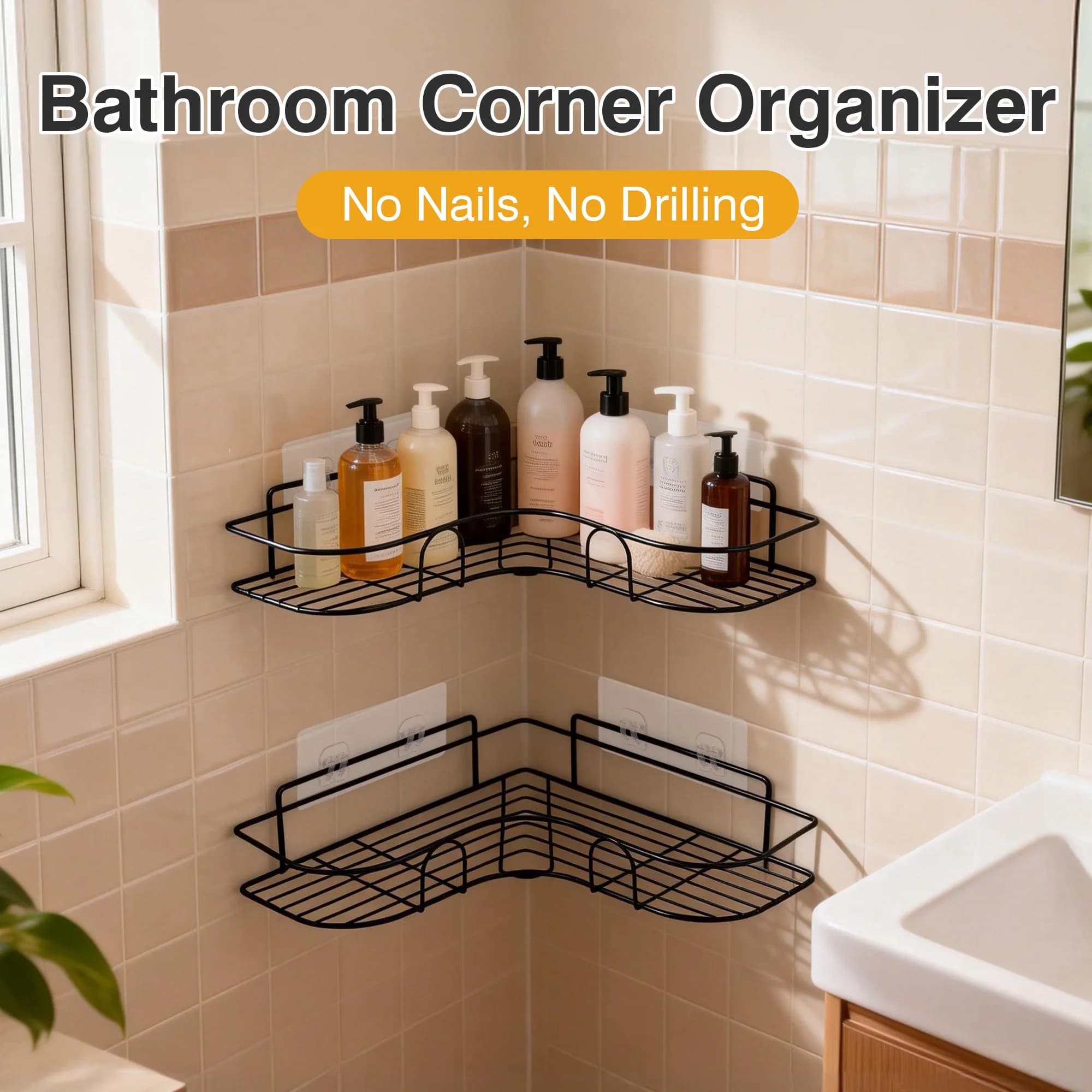 Triangular shelf, drill-free bath shelf, triangular support, washbasin shelf, triangular shelf, without drilling